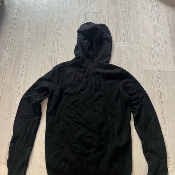 Three Dots cashmere Black Zip-Up Sweater with hood - Picture 5 of 5